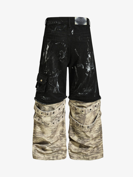 Dekonstruierte Cargohose aus mehrlagigem Patchwork