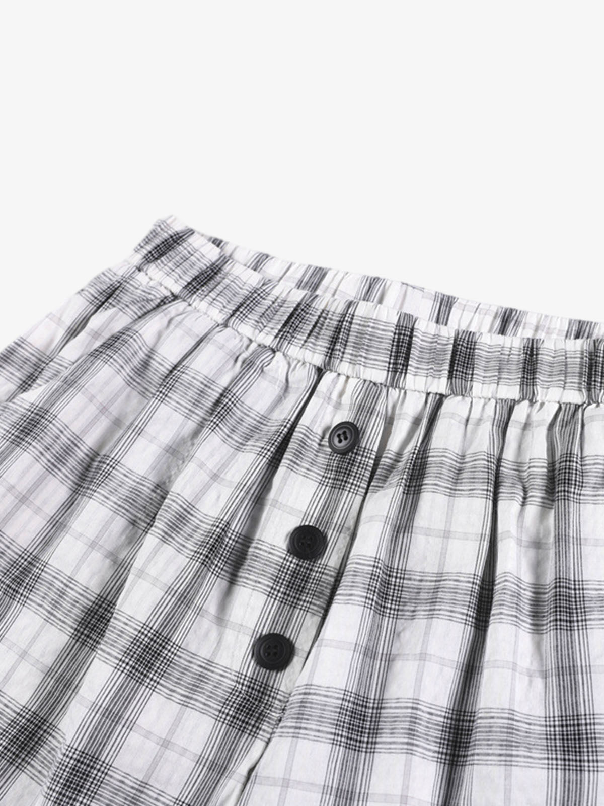 Plaid Wide-Leg Pants with Button-Front Waistband – Cotton Blend Relaxed Fit Casual Trousers