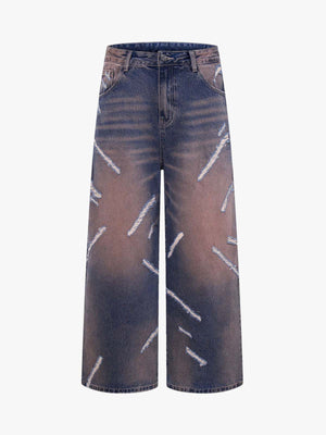 Slash Distressed Washed Denim Jeans 