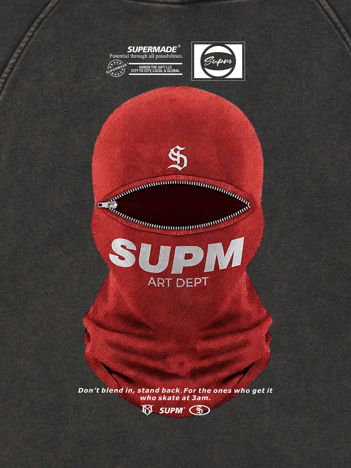 Retro Bandit Hat Graphic Distressed Cropped Hoodie 