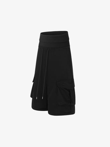 Fleece Cargo Shorts – High-Waisted Wide-Leg Loose Fit Streetwear Shorts