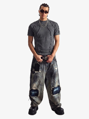 T-Shirt mit freiliegenden Nähten aus Wasteland Wash