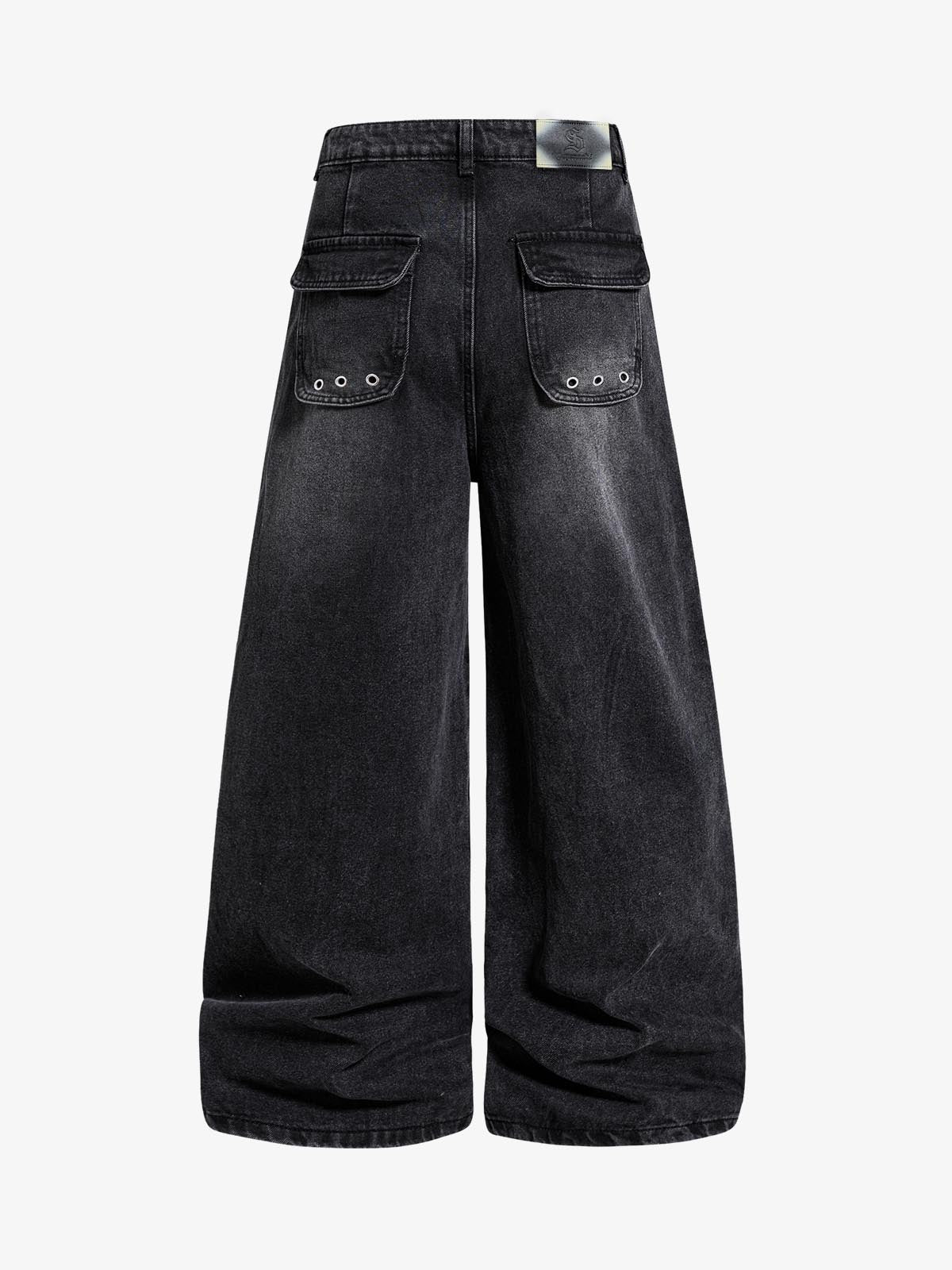 Dark Wash Denim Pants with Silver Studs – Relaxed Fit Streetwear Jeans