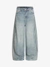 Retro Washed Side Striped Barrel Denim Jeans 