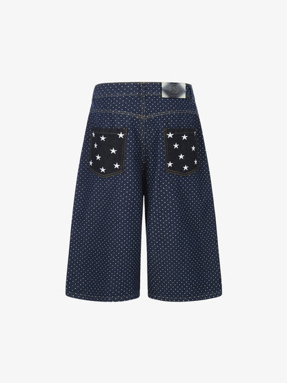 Star Embroidered Polka Dot Jeans