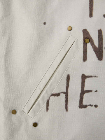 Supermade Slogan Print Color-Blocked Embroidered Retro Canvas Jacket 