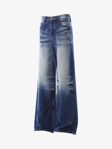 Washed Distressed Wrinkled Dyed Jeans 