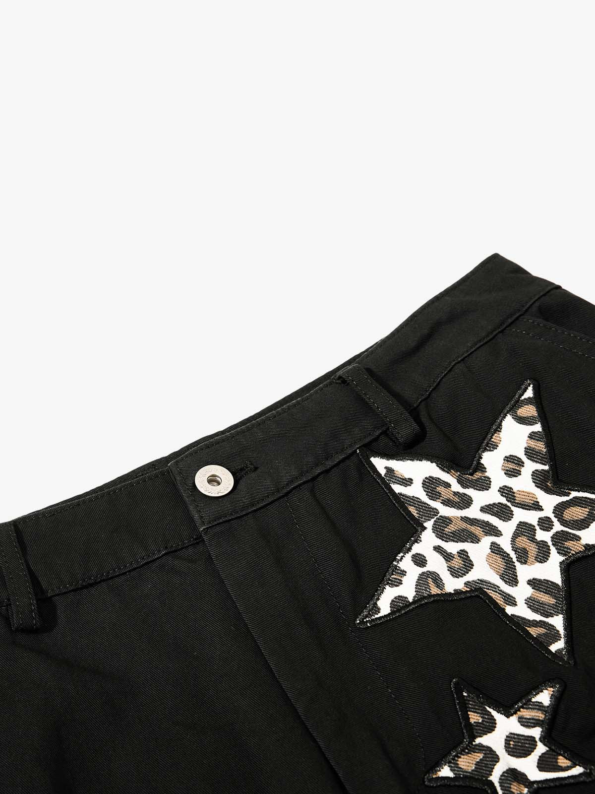 Cotton Twill Utility Jacket with Star & Leopard Embroidery