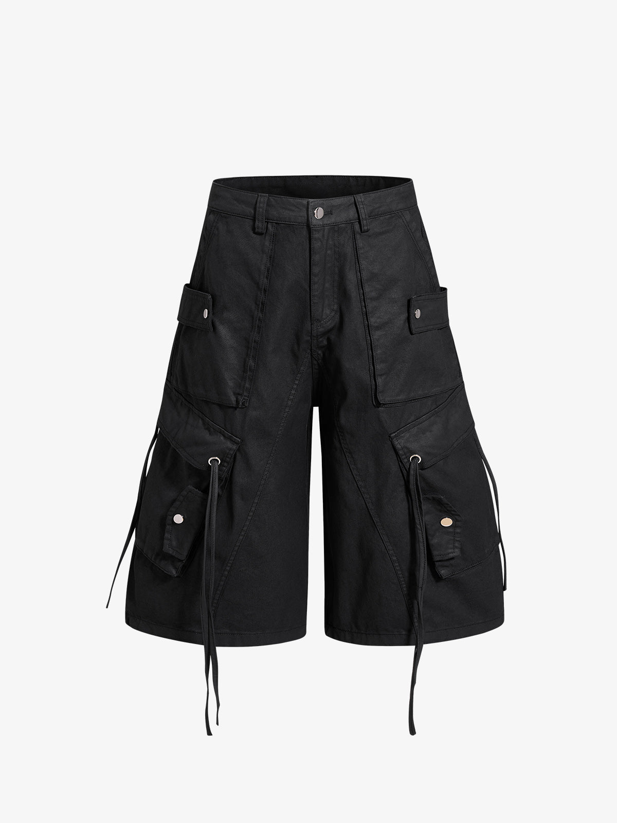 High-Waisted Cargo Shorts – Cotton Twill Oversized Utility Fit