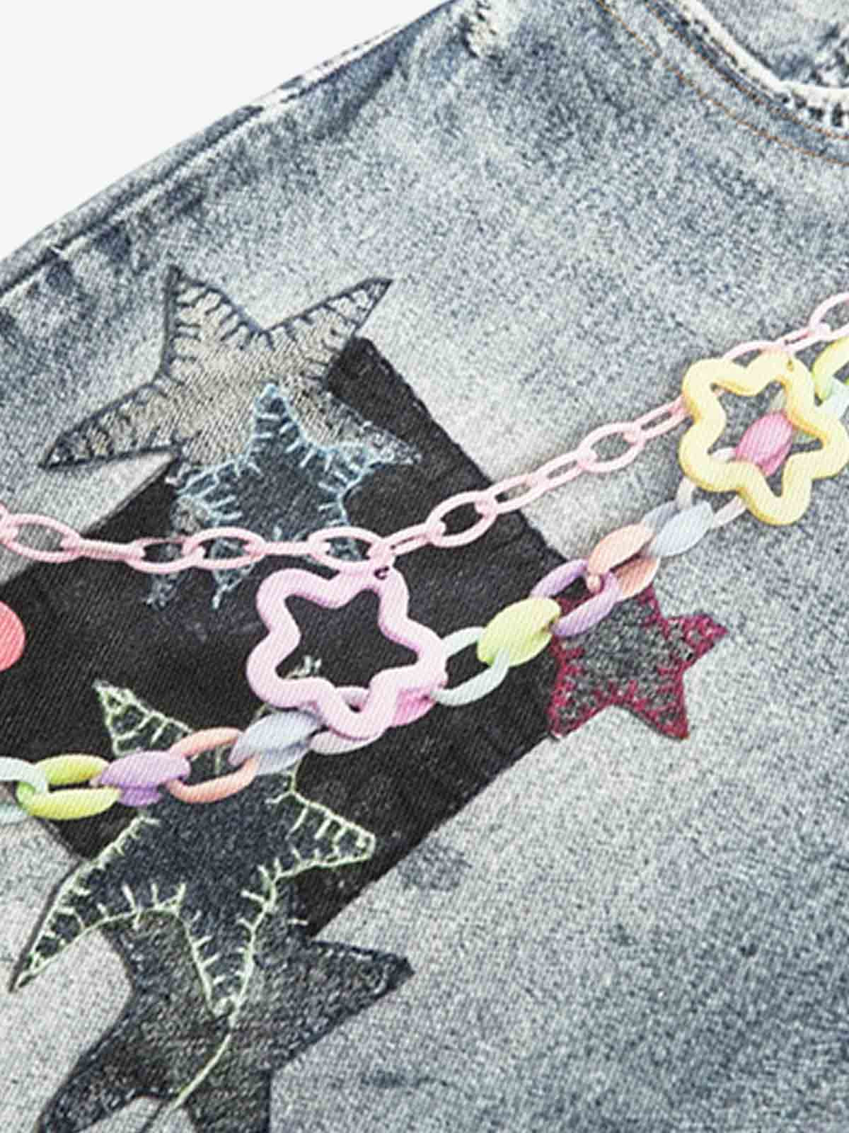 Jeansshorts mit charmantem Grafikdetail