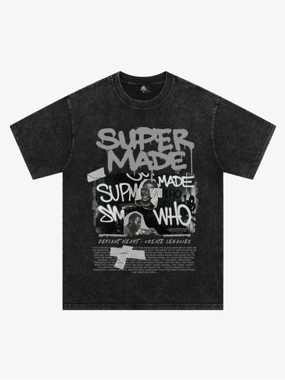 Streetwear Graffiti Character Collage Graphic T-Shirt 