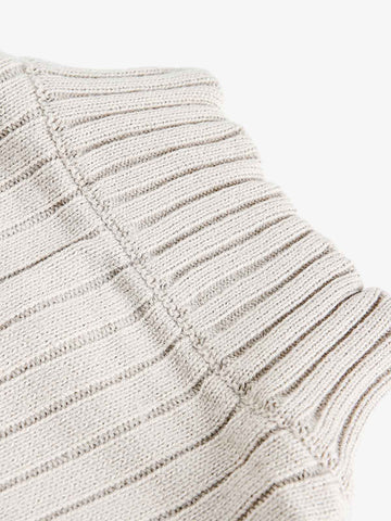 Retro Abstract Print Ribbed Stand Collar Zip-Up Sweater 