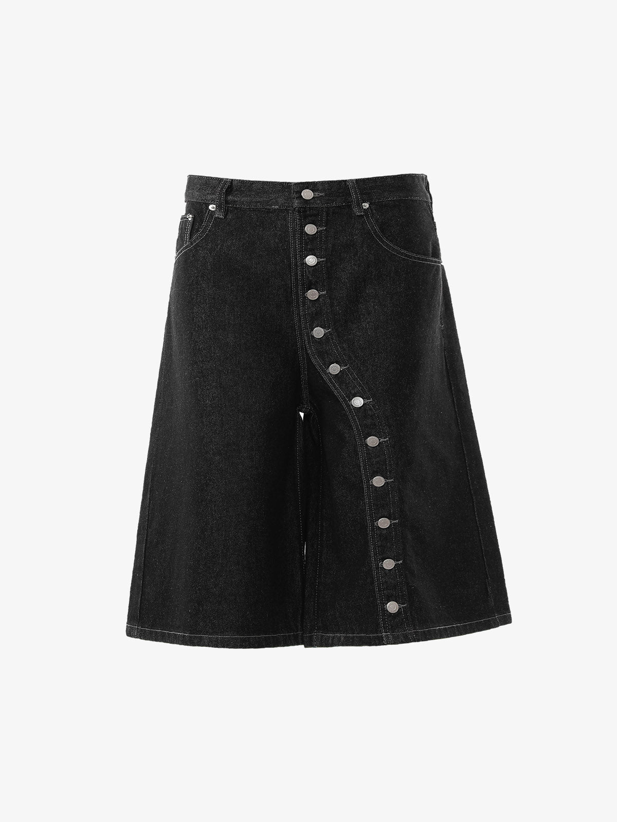 Asymmetrische Jeansshorts mit mehreren Knöpfen