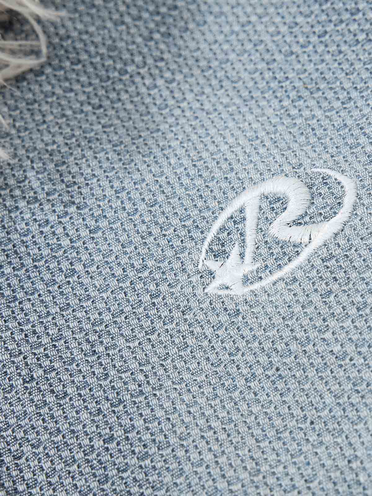 Washed Embroidered Fur-Lined Denim Bomber Jacket 