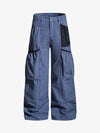 Industrielle graue Cargohose mit Mesh-Patchwork und mehreren Taschen