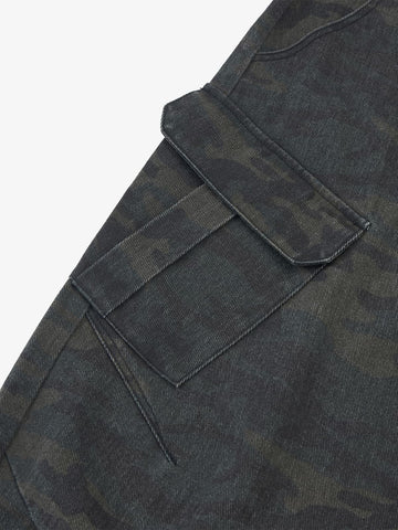 Retro Camo Multi-Pocket Cargo Barrel Pants 