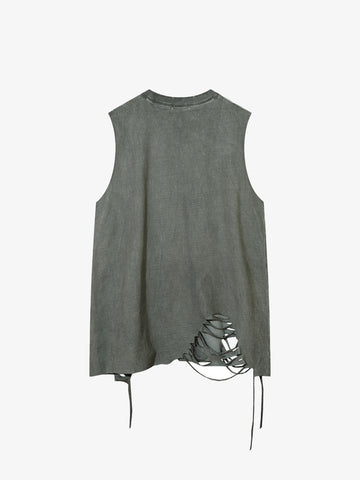 Street Ripped Vest with Detachable Necklace 