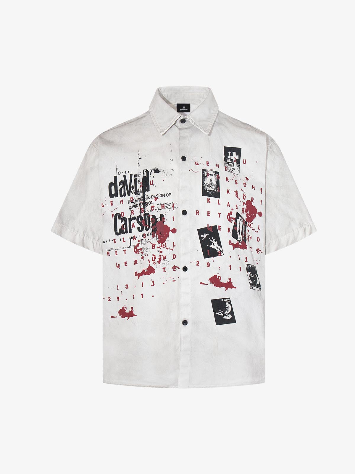 Graphic Patchwork Paint Splatter Shirt 