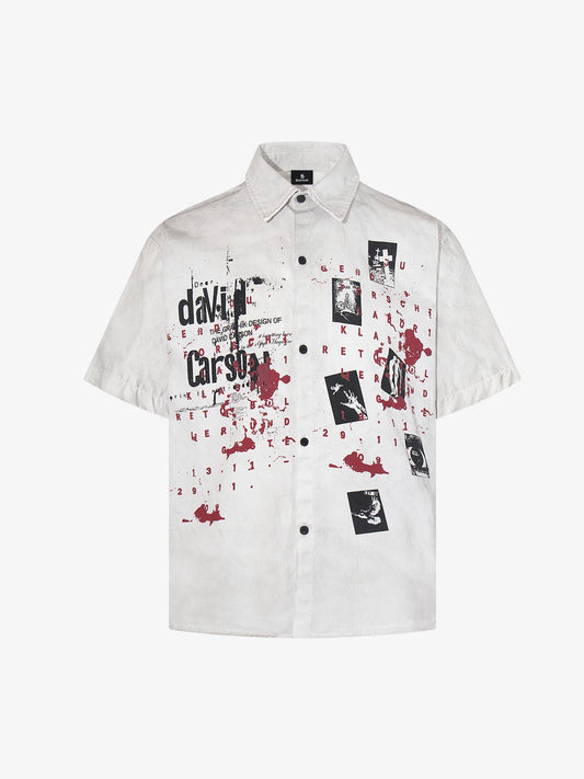 Graphic Patchwork Paint Splatter Shirt 