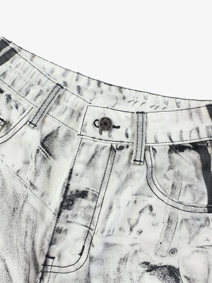 Oversized-T-Shirt mit abstraktem Grafikprint – Baumwollmischung, lockere Passform