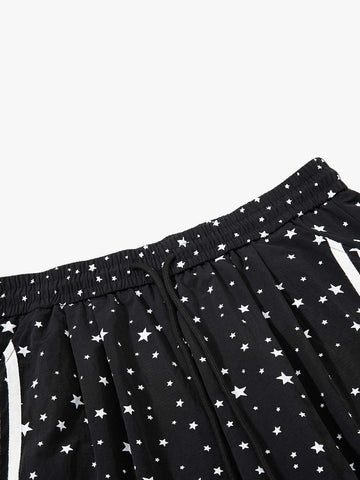 Star Pattern Side Stripe Baggy Track Pants 