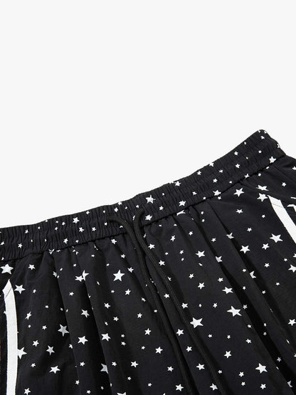 Star Pattern Side Stripe Baggy Track Pants 