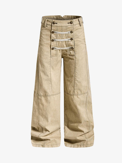 Military Button Baggy Cargo Pants – Napoleon Style Utility Streetwear