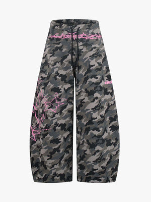 Y2K Camo Pink Print Barrel Sweatpants