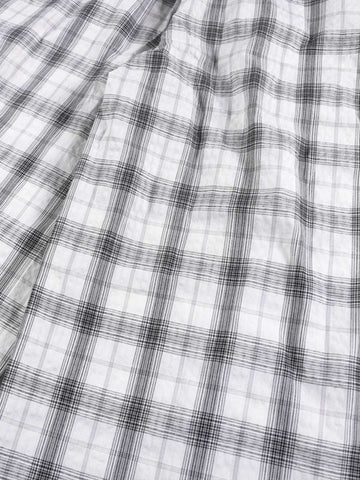 Plaid Wide-Leg Pants with Button-Front Waistband – Cotton Blend Relaxed Fit Casual Trousers