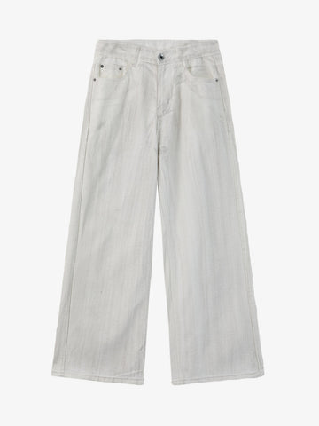 Colorful Cross Patch Straight Leg with Detachable Chain Jeans 