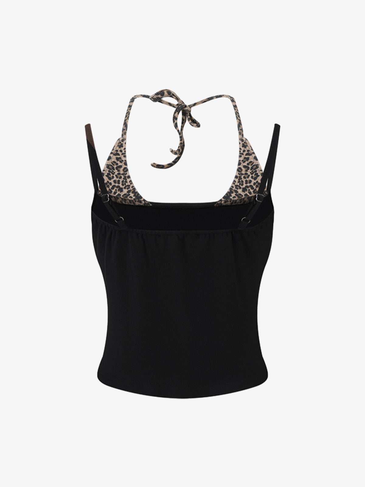 Leopardenmuster-Haltertop – Stretch-Baumwolle mit goldenen Ziernieten