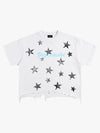 Kurzes Baumwoll-T-Shirt mit offenem Saum