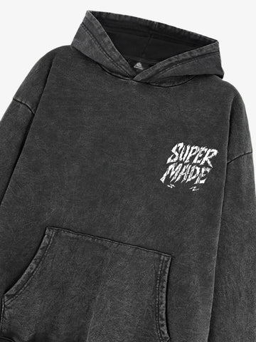 Distressed Graphic Bold Angel Wings Design Hoodie 