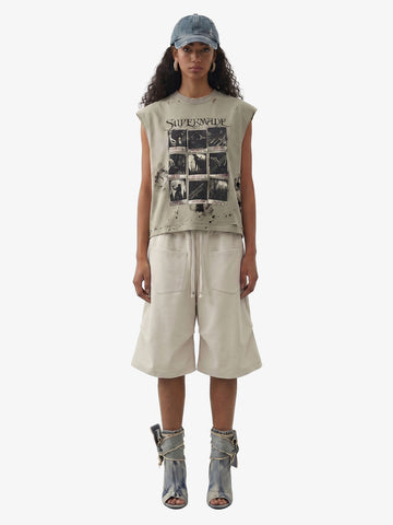 Side Pockets Drawstring Waist Casual Jorts 