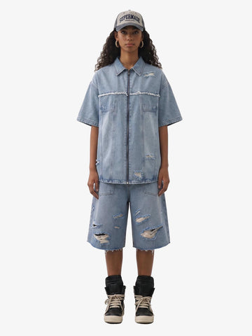Ripped Denim Distressed Suit - 2460 