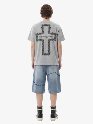 Rose Cross Slogan Graphic T-Shirt 