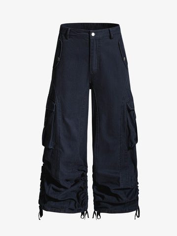 Ruched Cuffs Curved Cargo Pants 
