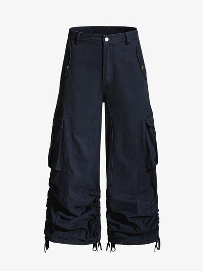 Ruched Cuffs Curved Cargo Pants 