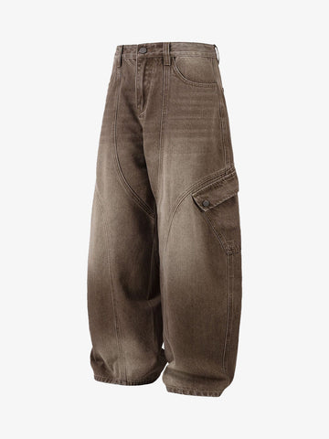 High-Waisted Wide-Leg Cargo Pants with Unique Pocket Design 