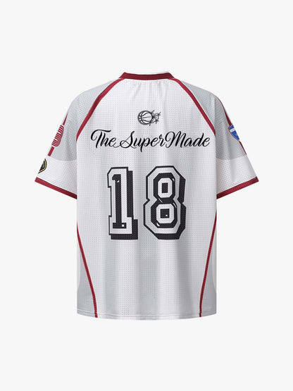 Striped Mesh Soccer Jersey