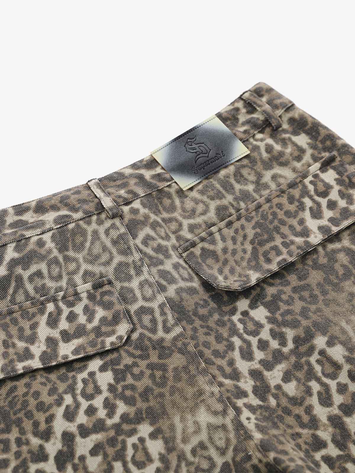 Vintage Leopard Cargo Shorts 