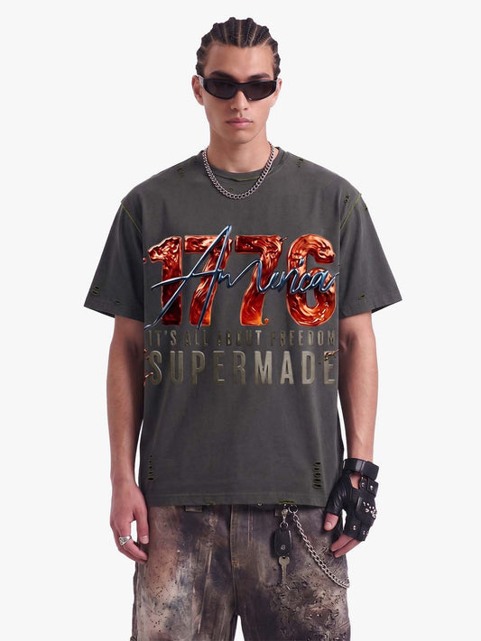 Liquid Metal Grafik-T-Shirt (gewaschen)