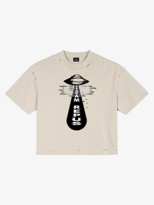 UFO-Grafik-Crop-T-Shirt