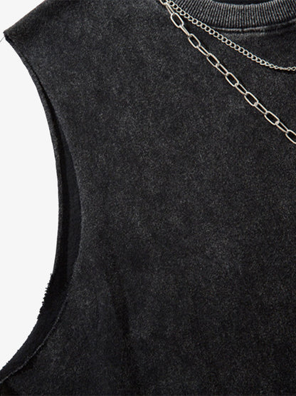Street Ripped Vest with Detachable Necklace 