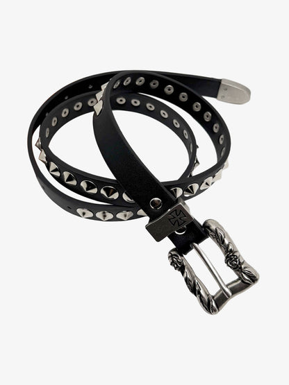 Gothic Cross Studded PU Leather Belt with Alloy Buckle 