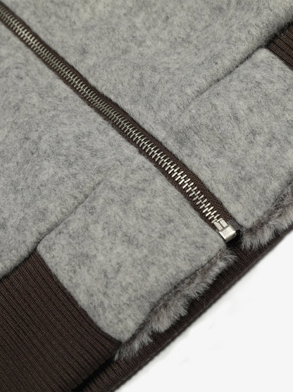 Retro Reversible Fleece Lined Zip-up Hooded Jacket 