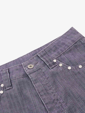 Vintage Washed Pinstripe Studded Baggy Jeans 