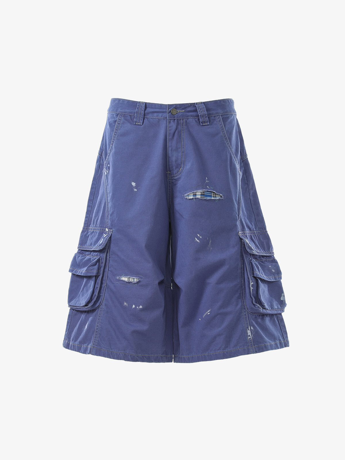 Vintage Distressed Multi Pocket Wide Leg Cargo Shorts 