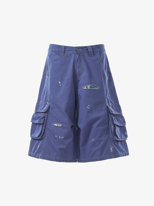 Vintage-Cargoshorts mit vielen Taschen und weitem Bein im Used-Look