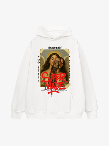 Skull And Face Two Soul Pattern Hoodie 